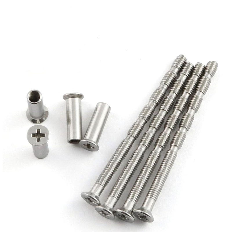 PZRT 4 Sets Cross Recessed Countersunk Head Screw 5x60 Cross Sleeve M5x16 Lock Rounded Head Iron Screw Door Handle Lever Bolt Connector Fixing Cutting Slot Hinge Screw for Door Lock Fixing - Image 1